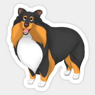 White, Black & Tan Shetland Sheepdog Dog Sheltie Sticker